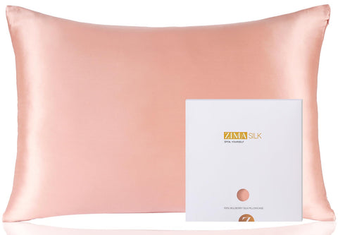 ZIMASILK front view of standard silk pillowcase shows premium finish and luxury