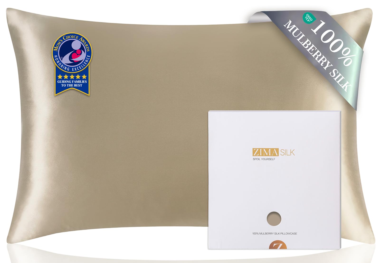ZIMASILK front view of silk pillowcase showing elegant finish and softness