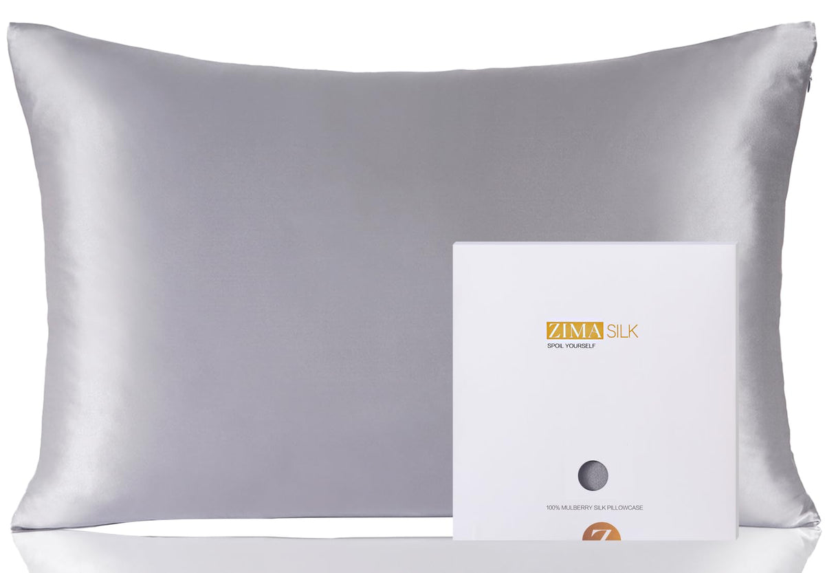 ZIMASILK front view of standard silk pillowcase shows smooth surface and luxury