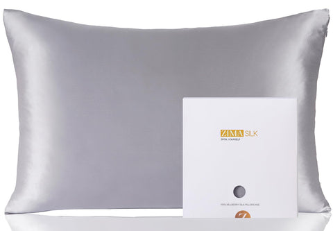 ZIMASILK front view of standard silk pillowcase shows smooth surface and luxury