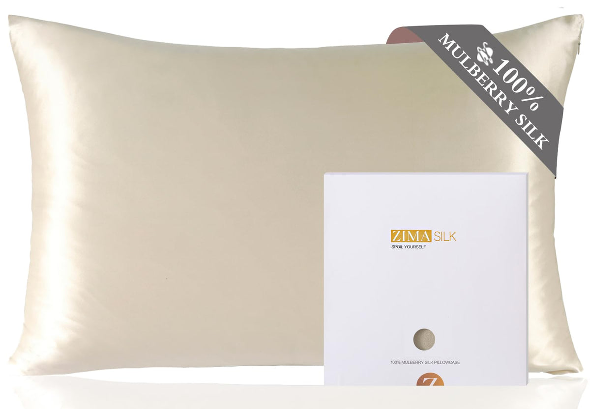ZIMASILK front view queen silk pillowcase showing smooth finish and luxury benefit