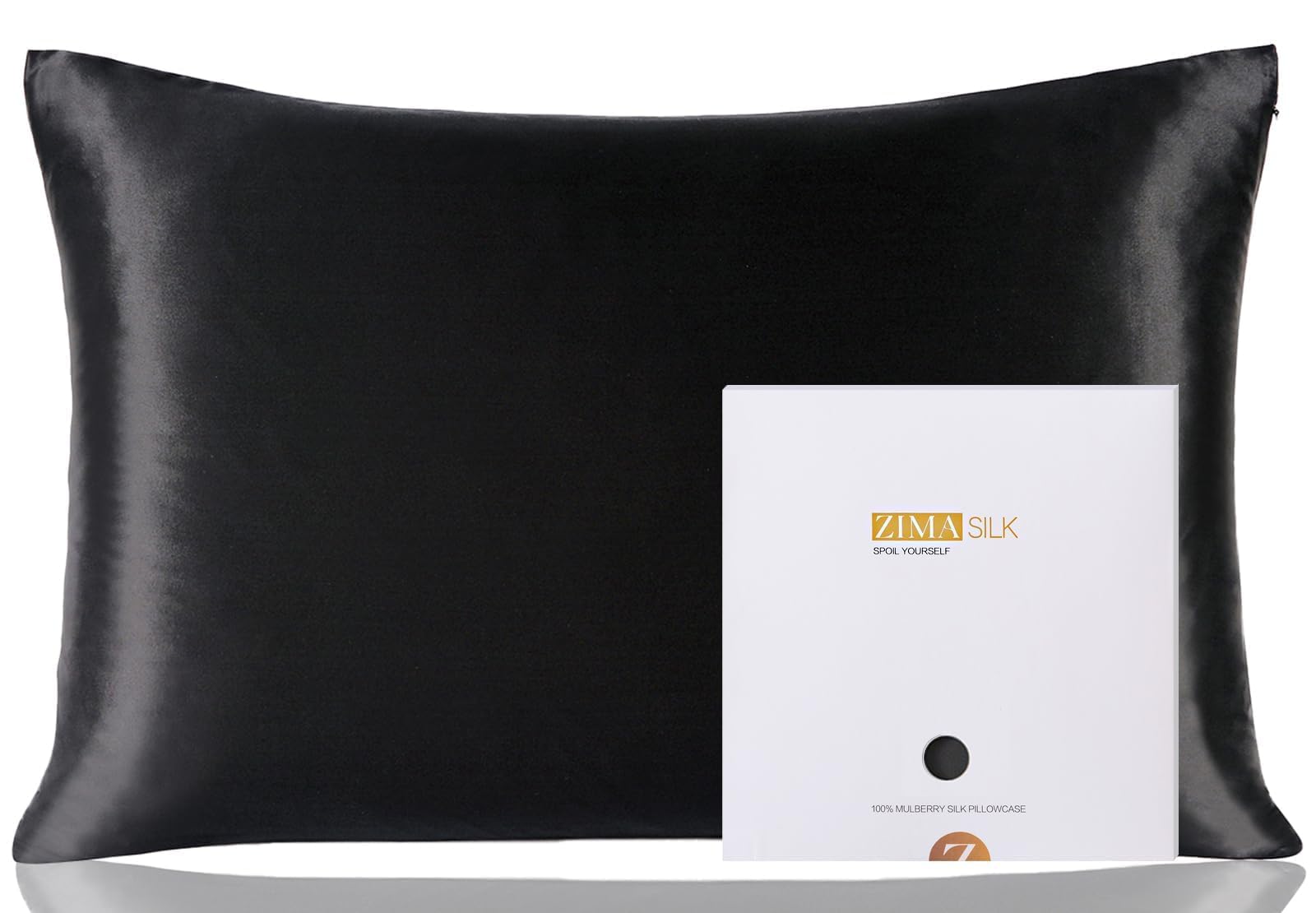 ZIMASILK front view queen silk pillowcase showing smooth surface and elegant drape for comfortable sleep