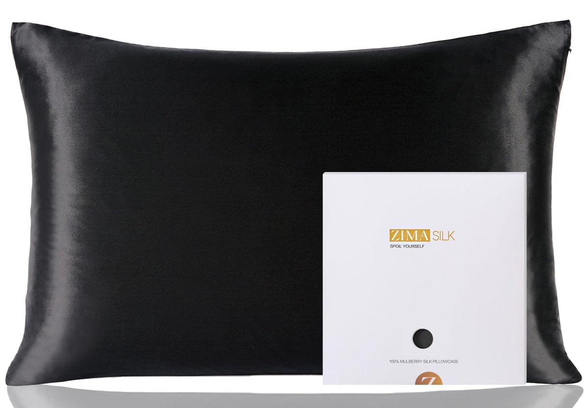 ZIMASILK front view queen silk pillowcase showing smooth surface and elegant drape for comfortable sleep