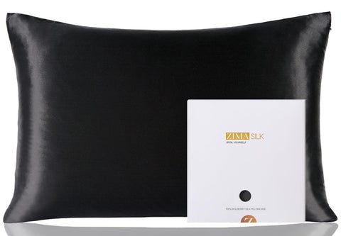 ZIMASILK front view queen silk pillowcase showing smooth surface and elegant drape for comfortable sleep