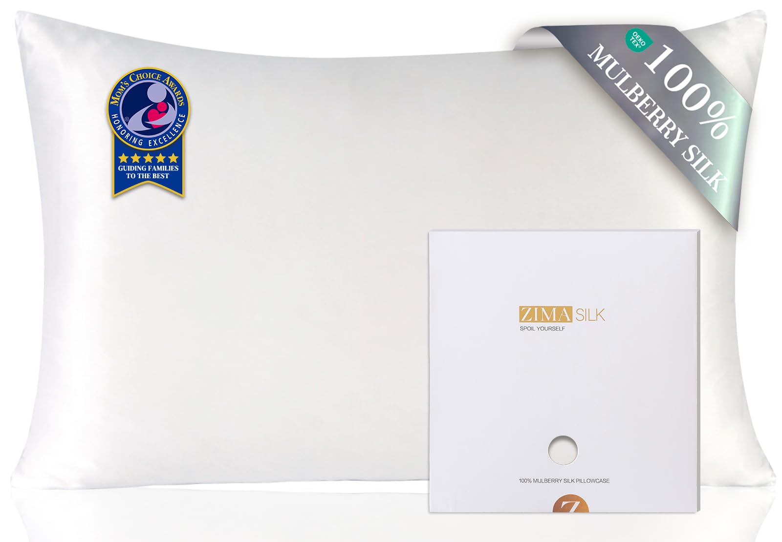 ZIMASILK king pillowcase front view showing smooth silk surface and neat stitching benefits sleep comfort