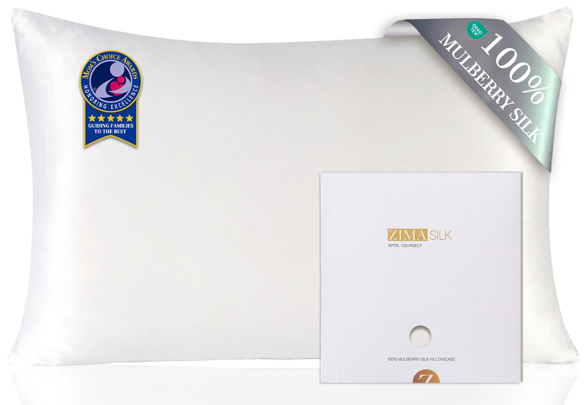 ZIMASILK king pillowcase front view showing smooth silk surface and neat stitching benefits sleep comfort