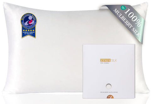 ZIMASILK king pillowcase front view showing smooth silk surface and neat stitching benefits sleep comfort