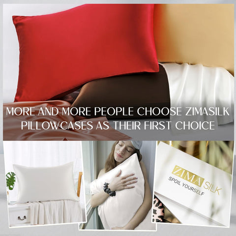 ZIMASILK pillowcase next to hand for scale showing generous King size and plush coverage
