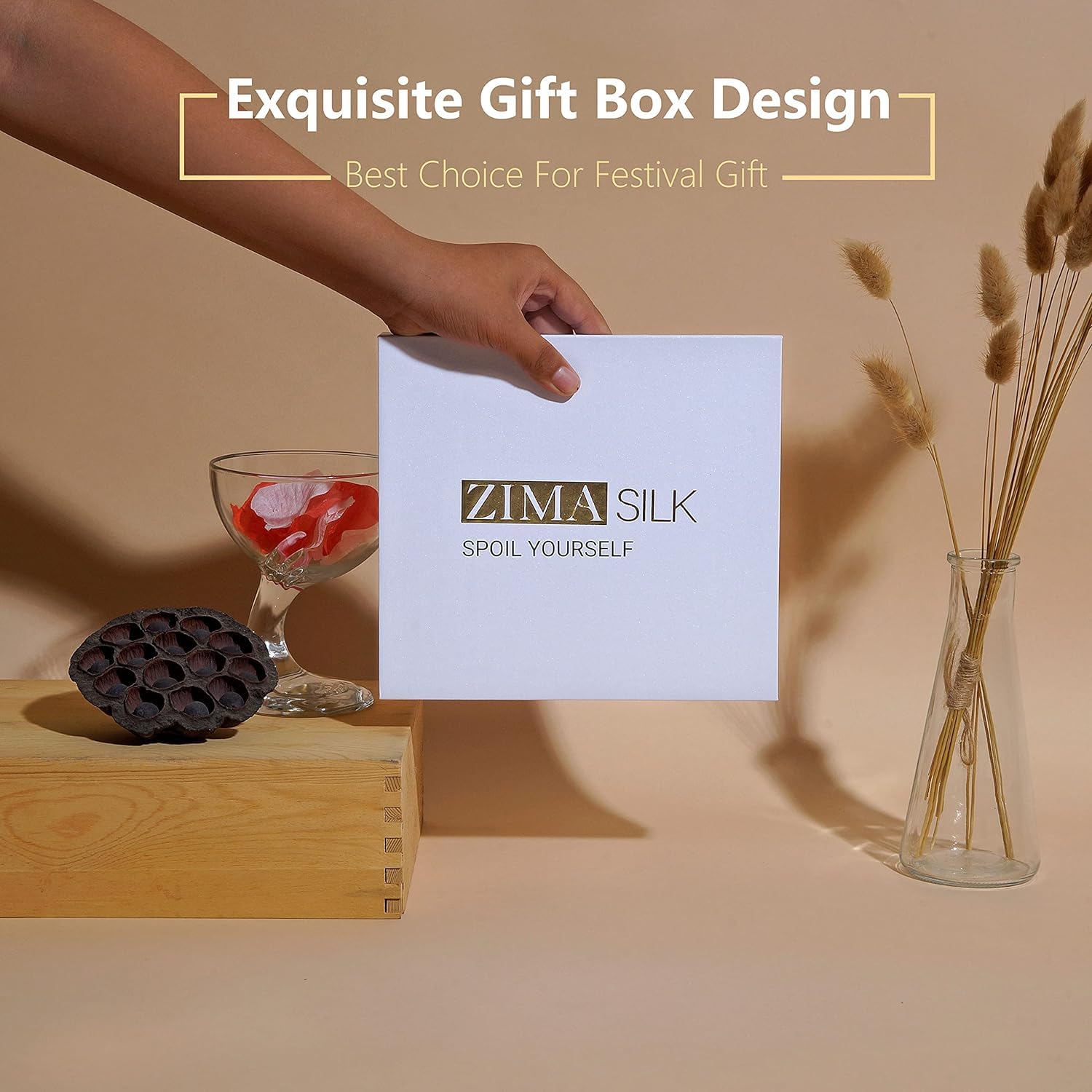 ZIMASILK pillowcase in a bedside routine setting showing night comfort benefit: sleep-friendly luxury