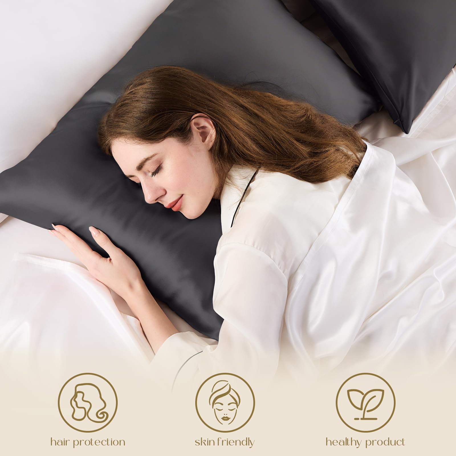 ZIMASILK pillowcase on made bed illustrating comfortable sleep and elegant look