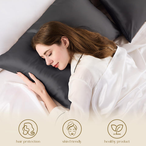 ZIMASILK pillowcase on made bed illustrating comfortable sleep and elegant look