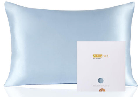 ZIMASILK front view showing queen pillowcase and elegant packaging, luxury benefit
