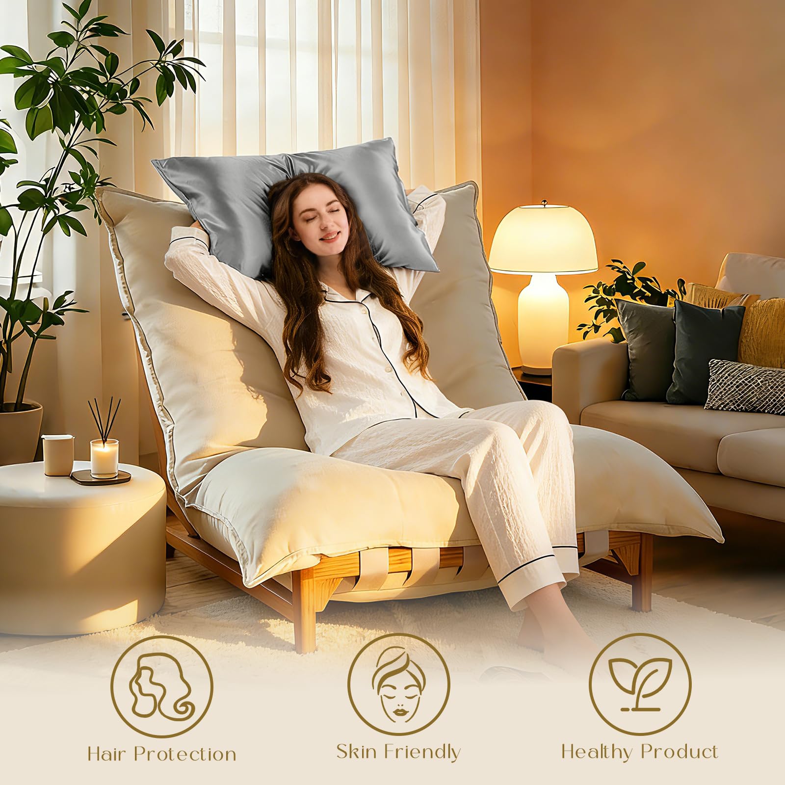 ZIMASILK silk pillowcase styled on bed demonstrating a luxurious sleep setting