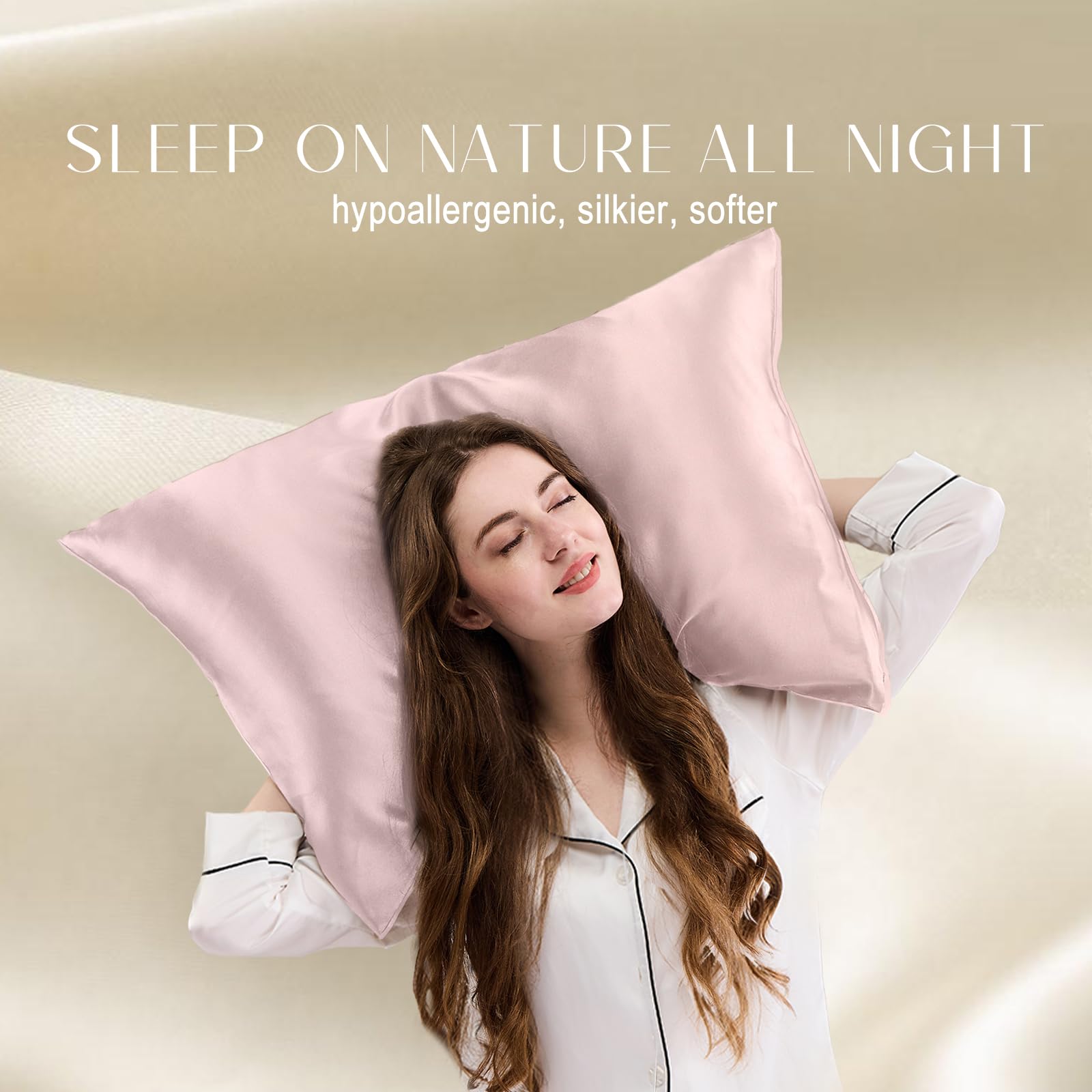 ZIMASILK pillowcase styled on made bed conveying comfort and elegant bedroom decor