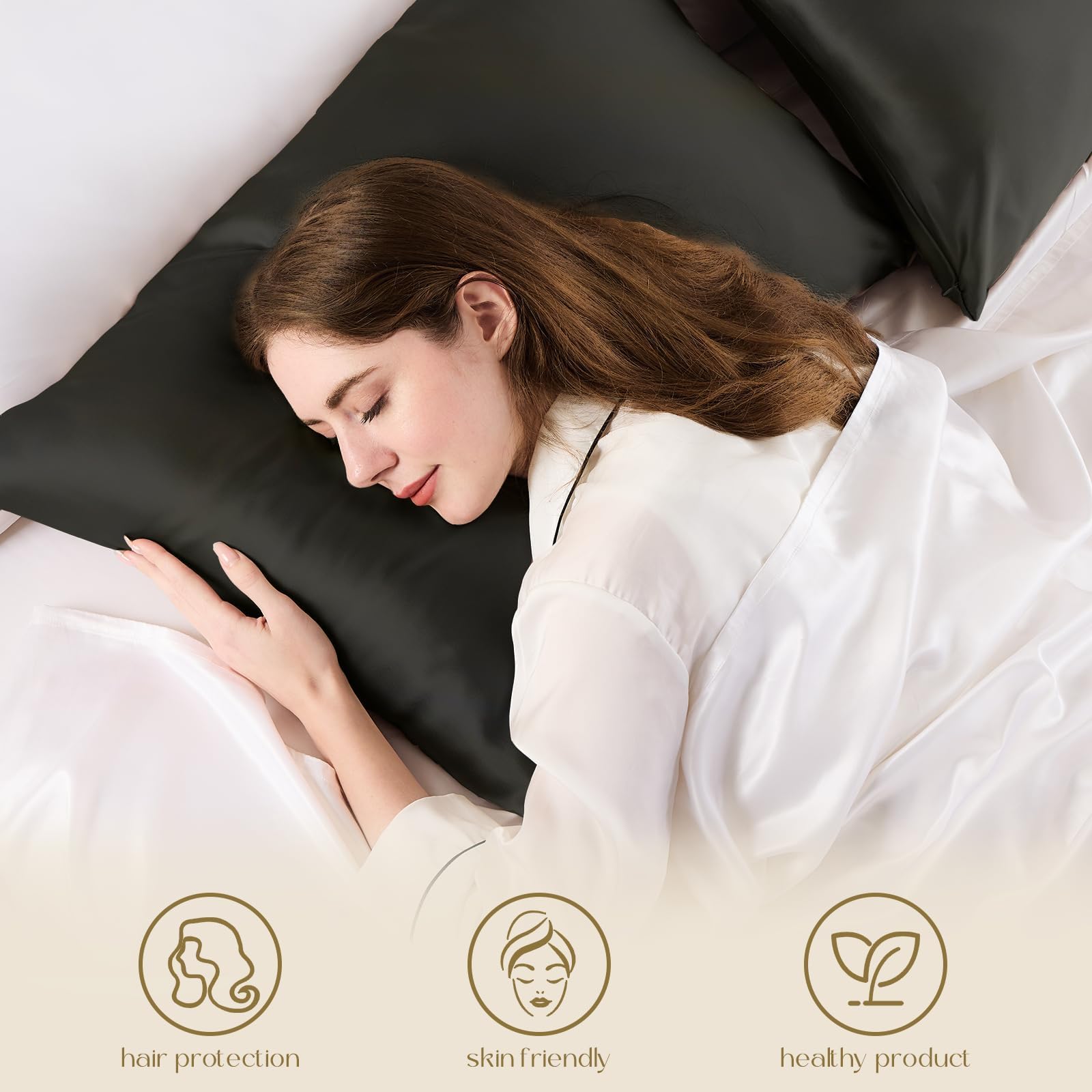 ZIMASILK pillowcase styled on a bed in a bedroom scene conveying breathable comfort and refined look