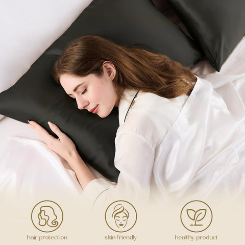 ZIMASILK pillowcase styled on a bed in a bedroom scene conveying breathable comfort and refined look