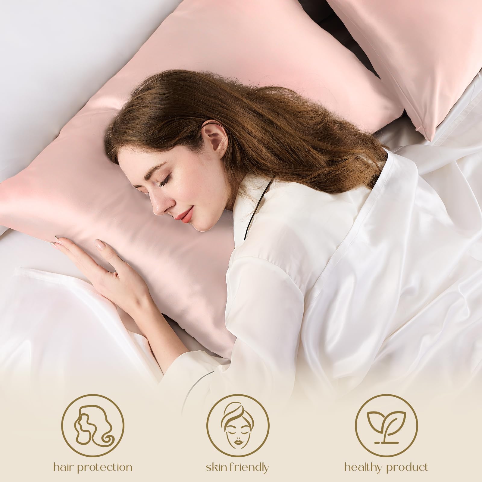 ZIMASILK pillowcase on a made bed illustrating comfortable sleep setting
