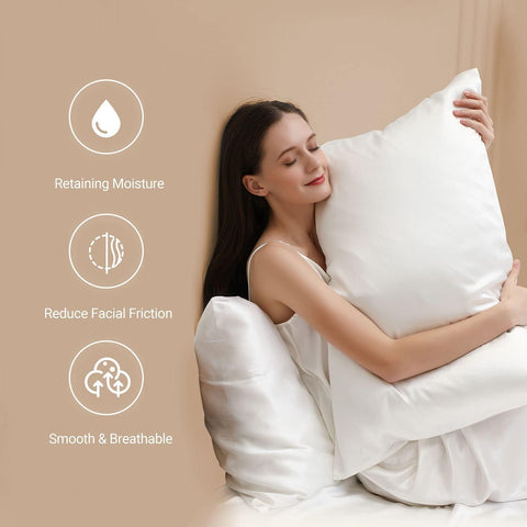 ZIMASILK pillow beside ruler for scale showing standard size benefit: true-to-size fit