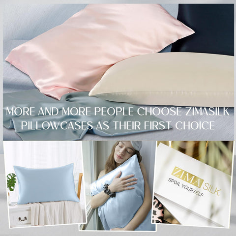 ZIMASILK queen pillowcase next to ruler showing true size and accurate fit benefit