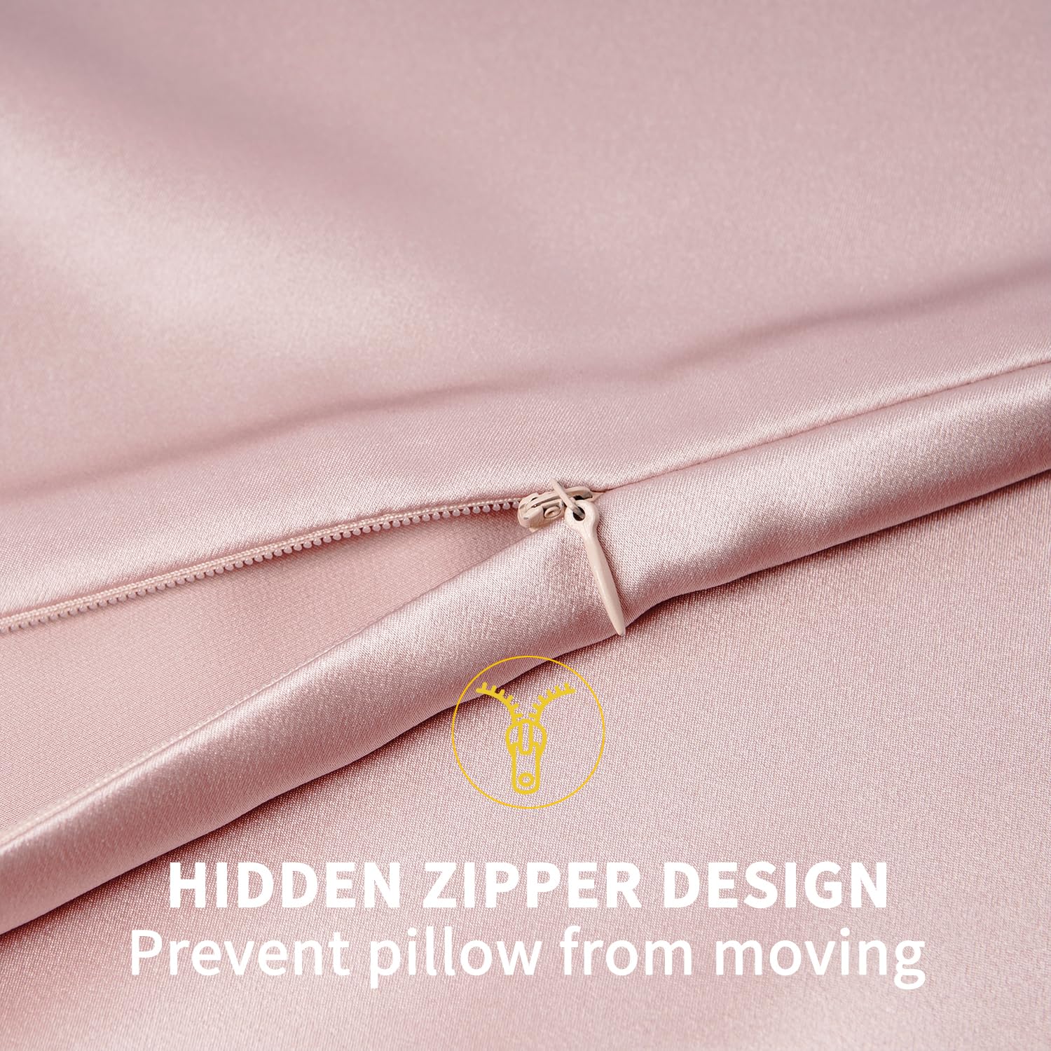 ZIMASILK pillowcase next to ruler showing queen size fit and correct dimensions