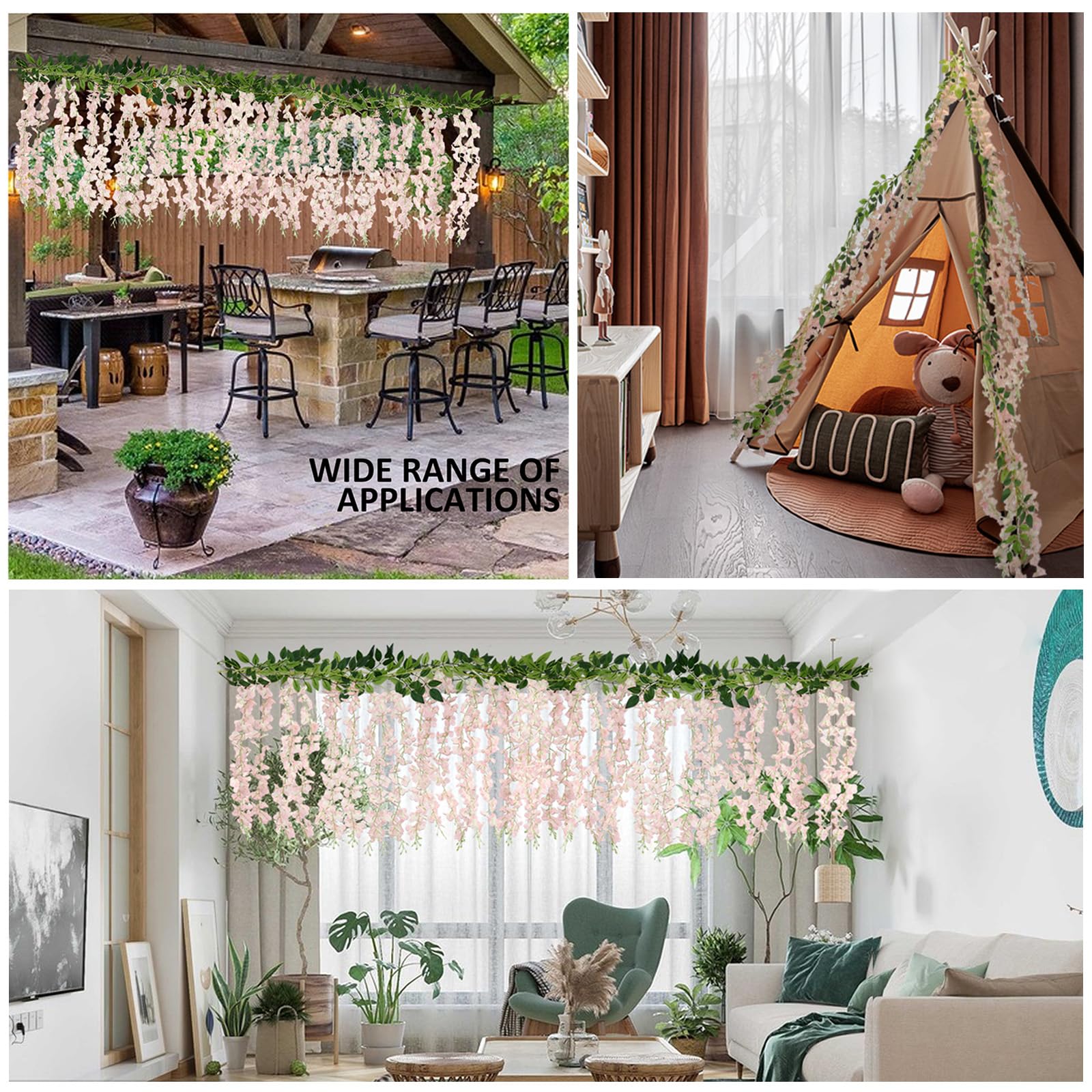 ZINHO wisteria held by hand to show size and easy install for event setup