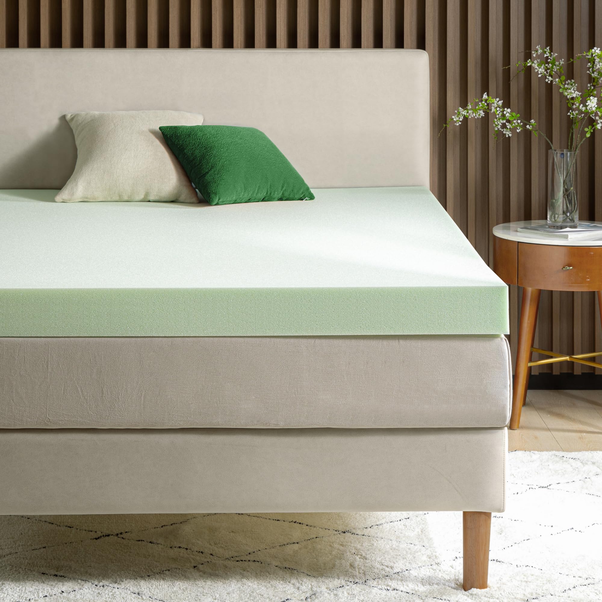 Zinus topper staged in a dorm room for small-space sleep upgrade