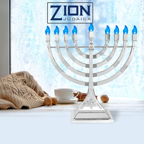 Zion Judaica close-up of flame-shaped LED bulbs highlighting realistic glow