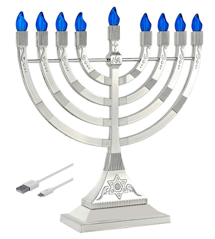 Zion Judaica front view menorah showing full 9-branch design and elegant finish