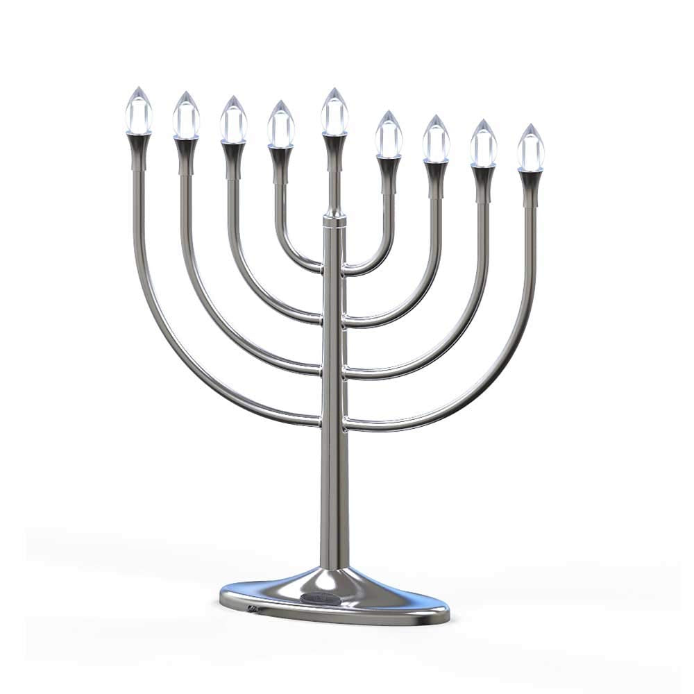 Zion Judaica base detail showing push-button lighting control and stability