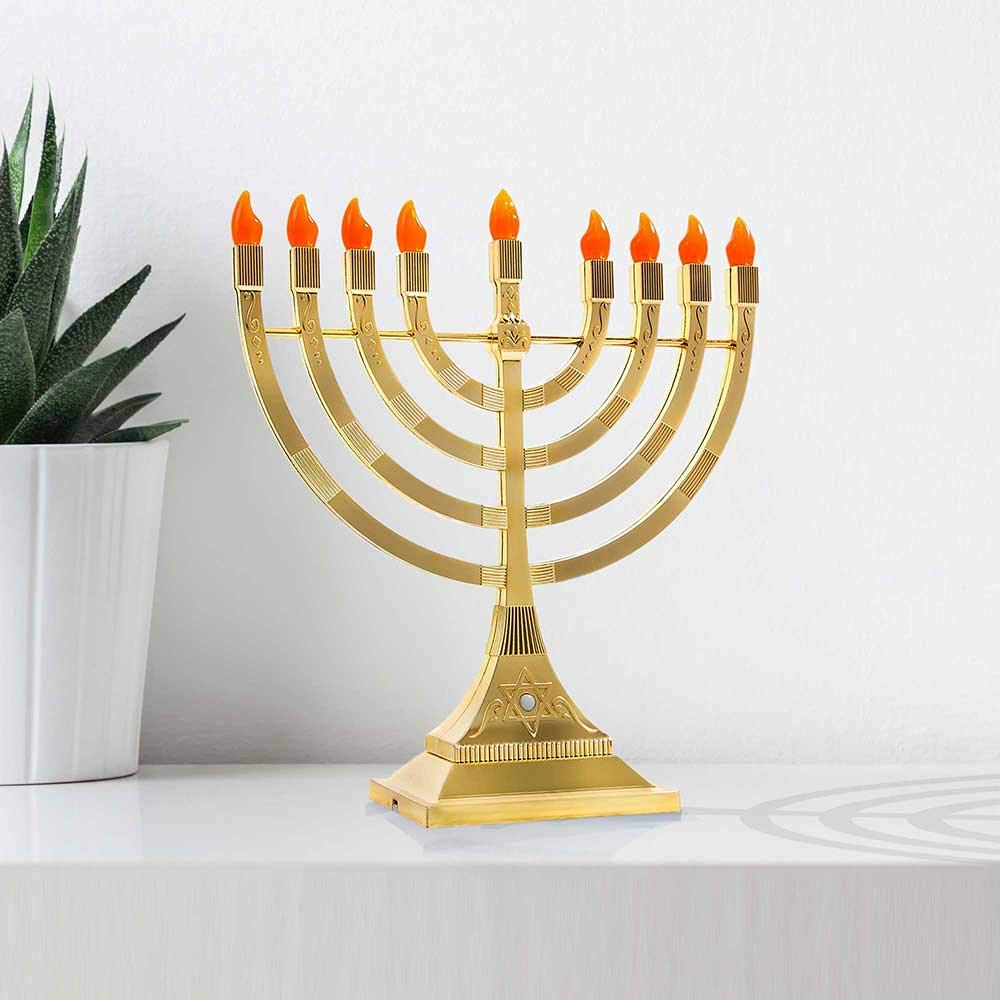 Zion Judaica detail of push-button in Star of David enabling easy lighting