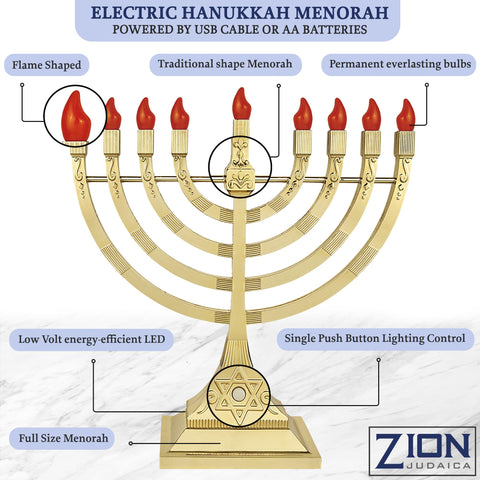 Zion Judaica USB port with included 4-foot cable showing flexible powering options