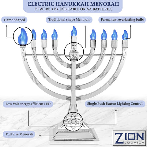 Zion Judaica next to a book to illustrate size and scale for tabletop placement