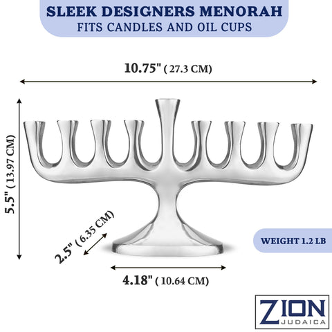 Zion Judaica base close-up showing weighted aluminum stability and durability
