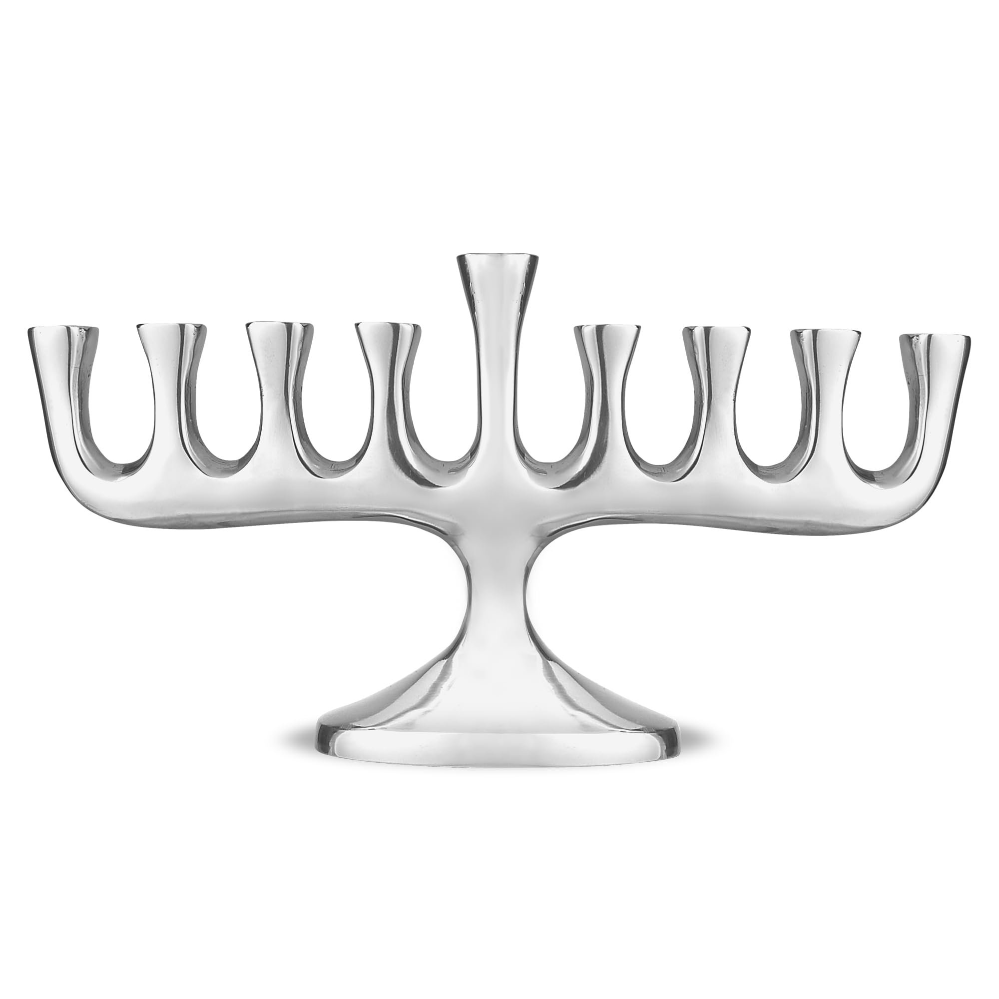 Zion Judaica front view showing modern menorah elegance and versatile placement