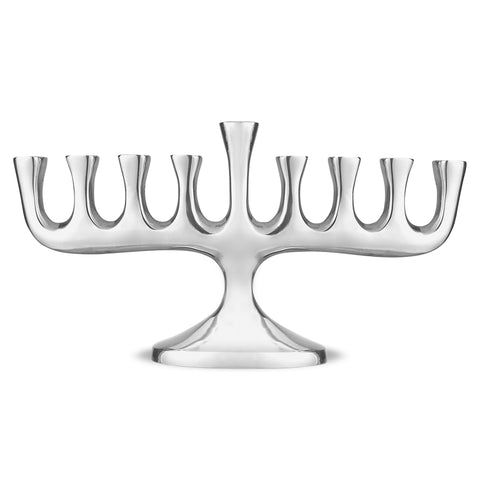 Zion Judaica front view showing modern menorah elegance and versatile placement