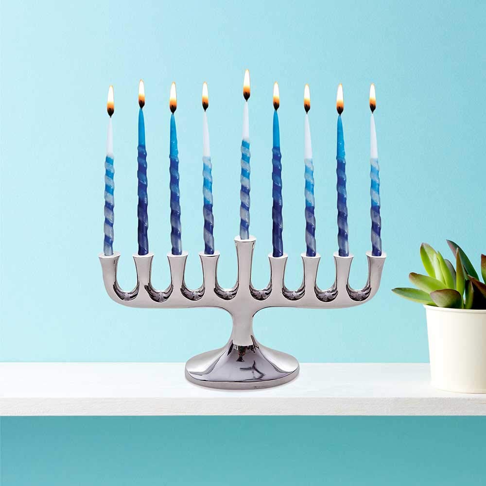 Zion Judaica polished finish close-up reflecting candlelight for brighter display