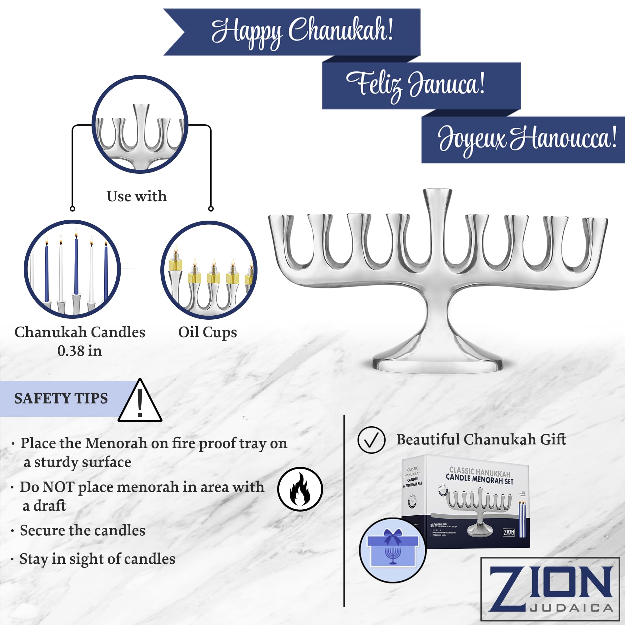 Zion Judaica side profile illustrating 11 by 6 inch scale and balanced form