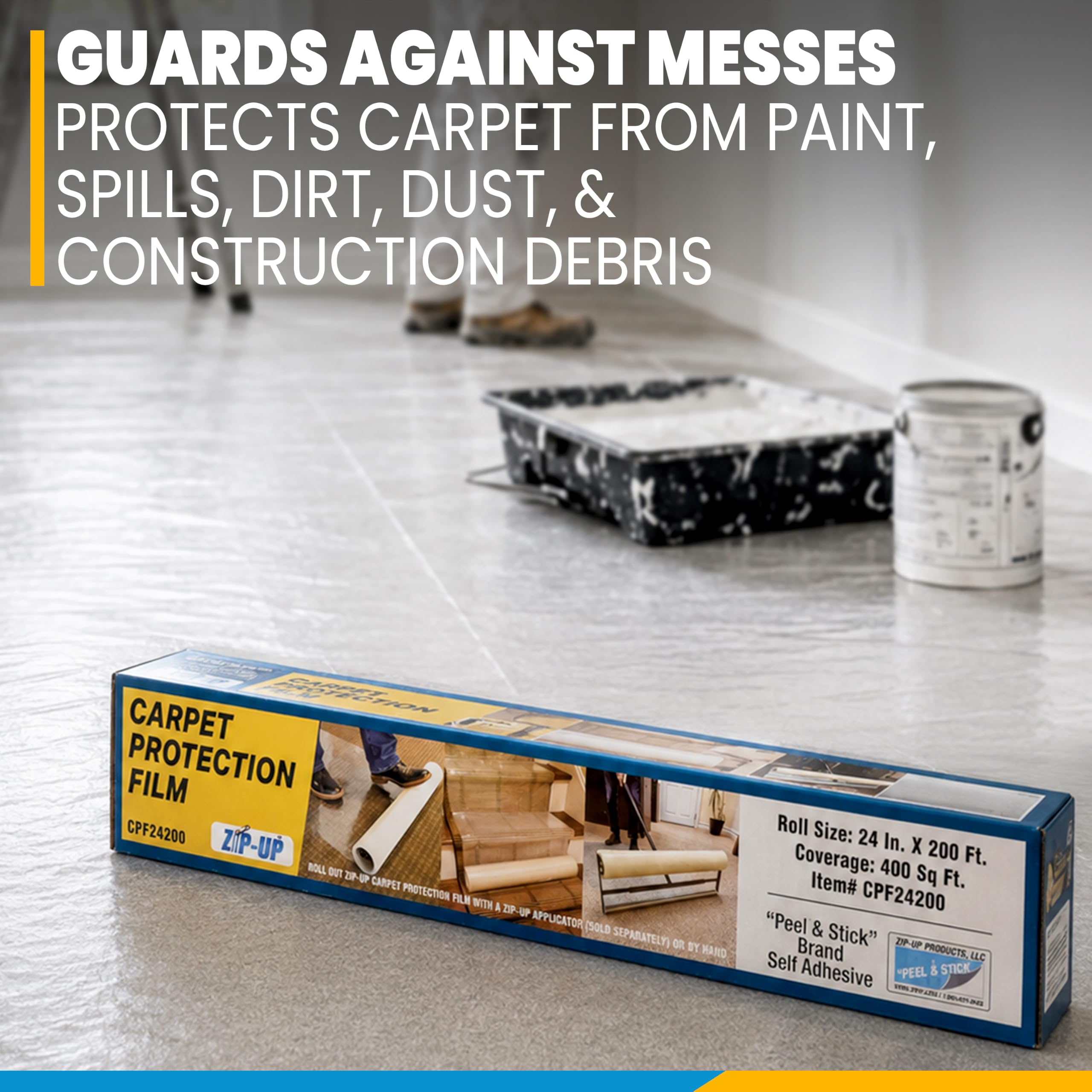 ZIP-UP adhesive side out close-up showing easy carpet adhesion