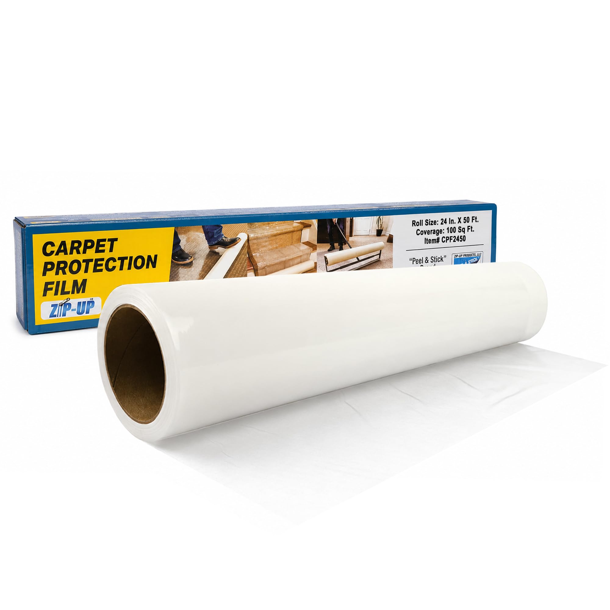 ZIP-UP front packaging showing roll label and protective benefits