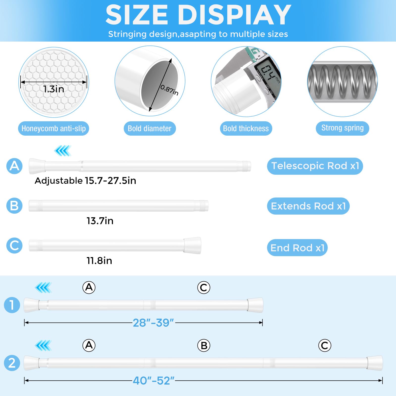 ZipGlo tension rod holding closet curtains creating organized storage