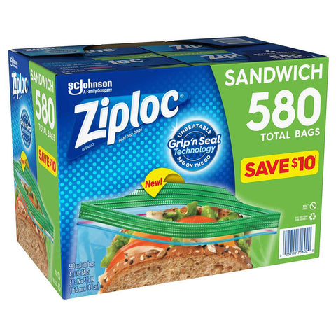 Ziploc sandwich inside clear bag showing neat storage and visibility