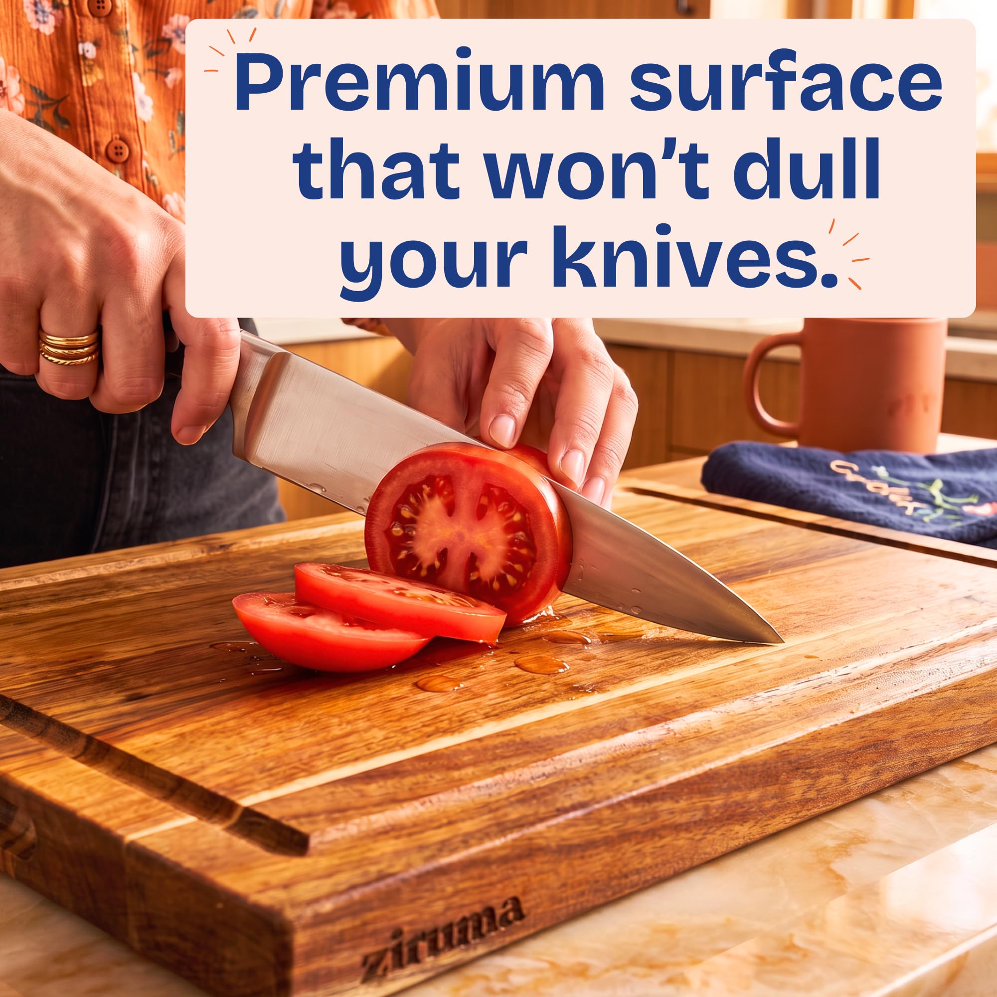 Ziruma beeswax and natural oils detail showing conditioning process and food-safe finish