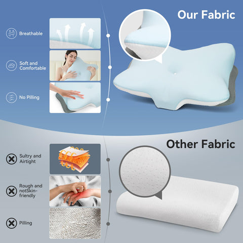 Zmarthumb pillow under a back sleeper demonstrating head cradle benefit