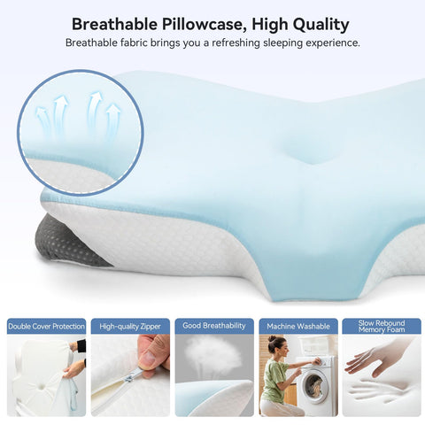 Zmarthumb pillow supporting a side sleeper to maintain spinal alignment