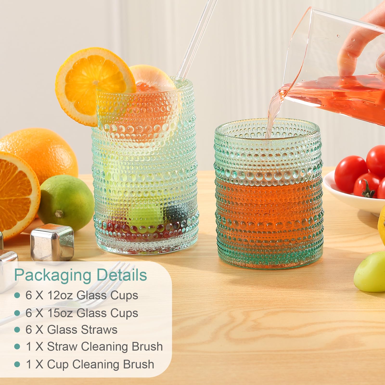 ZMOWIPDL glasses styled on table showing vintage look enhancing entertaining
