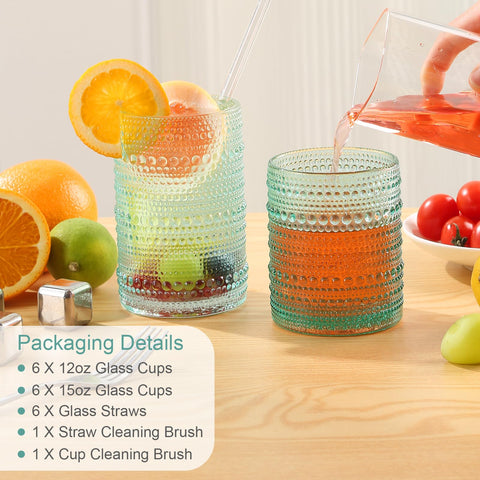 ZMOWIPDL glasses styled on table showing vintage look enhancing entertaining