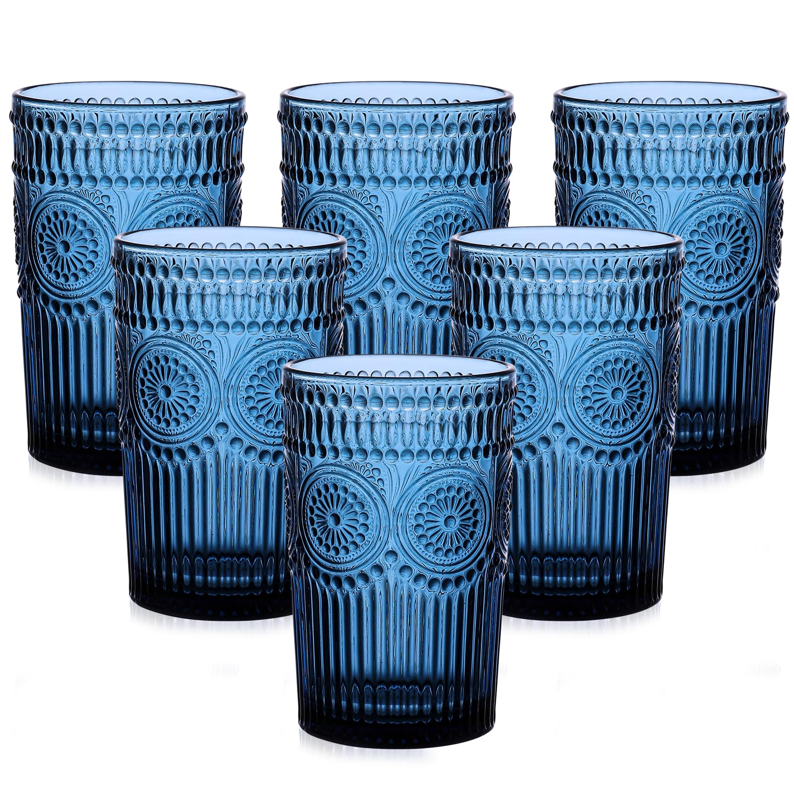 ZMOWIPDL front packaging showing six blue flower glasses for elegant serving