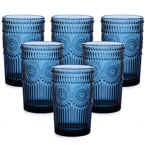 ZMOWIPDL front packaging showing six blue flower glasses for elegant serving