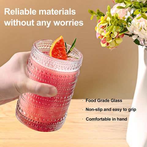 ZMOWIPDL glass held in hand showing 15 oz scale, illustrates capacity