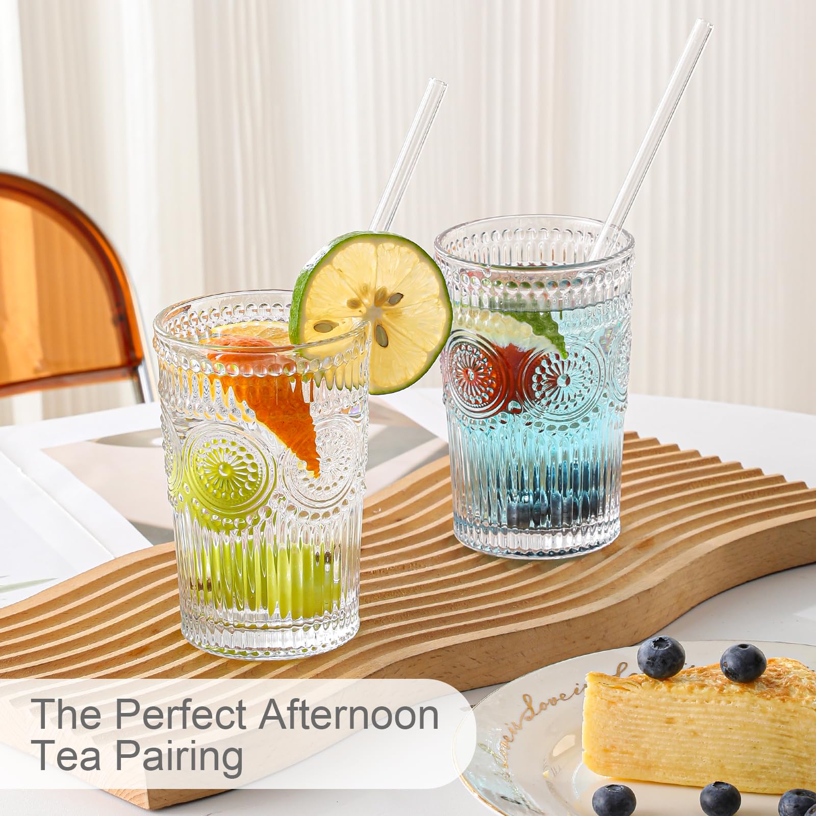 ZMOWIPDL glasses staged on table with snacks, lifestyle presentation for entertaining